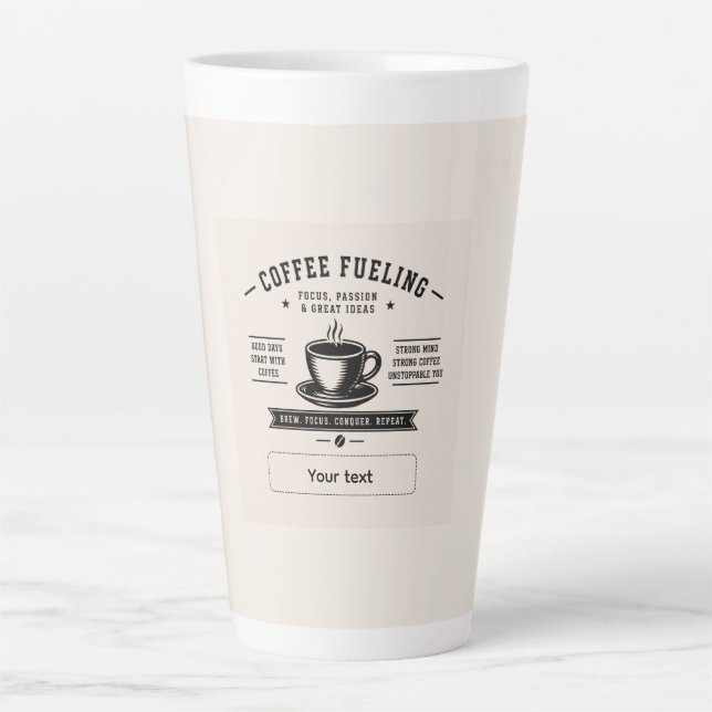 Caneca De Café Latte Design de Citação de Café Personalizado – Nome Per (Frente)
