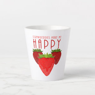 Caneca De Café Latte Design de Citação de Morango Fofo Fruta Kawaii