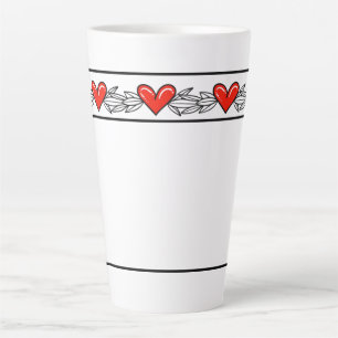 Caneca De Café Latte Design de Coração Elegante Latte Mug