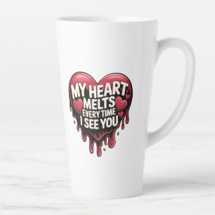 Caneca De Café Latte Design de Coração Romântico