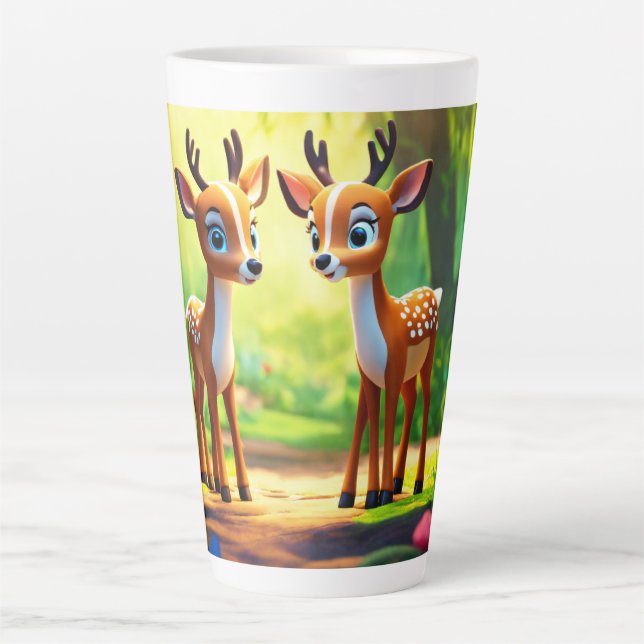 Caneca De Café Latte Design de Deer Cute de Chat Selva (Frente)