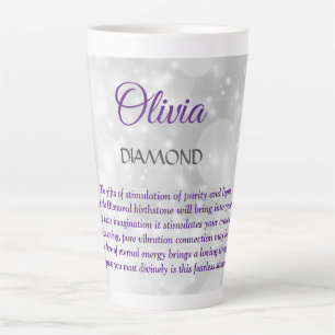 Caneca De Café Latte design de diamante pedra de nascimento de Abril