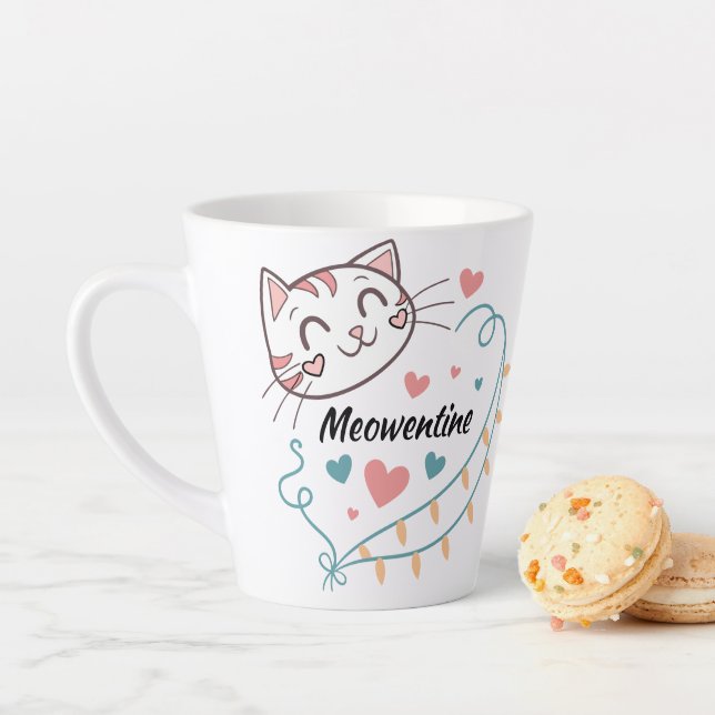 Caneca De Café Latte Design de Drinkware Meowentine para gateiros (In Situ)