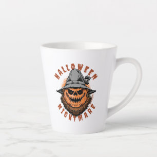 Caneca De Café Latte Design de Espantalho de Abóbora de Halloween