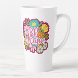 Caneca De Café Latte design de flor motivacional seja único