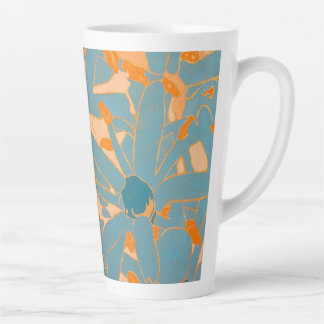 Caneca De Café Latte Design de Folha Contemporânea em Etiqueta de Pêsse