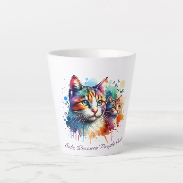 Caneca De Café Latte design de gato (Frente)