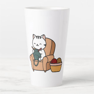 Caneca De Café Latte design de gato fofo   design para gatos amantes