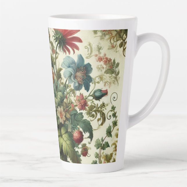 Caneca De Café Latte Design de Jardim Sem Costura (Direita)