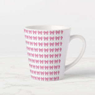 Caneca De Café Latte Design de Laço Rosa Fofo – Laço Kawaii Feminino