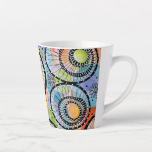 Caneca De Café Latte Design de Latte de do Círculo Colorido