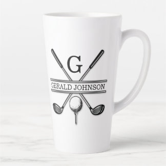 Caneca De Café Latte Design de Monograma Minimalista Elegante