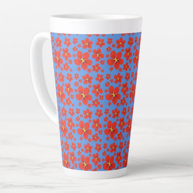 Caneca De Café Latte Design de Nasturtium na caneta latina (Ângulo esquerdo)