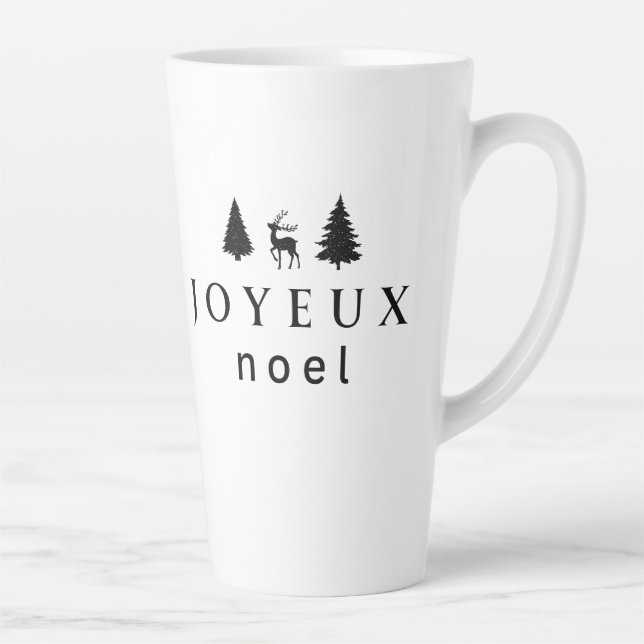 Caneca De Café Latte Design de Natal de Joyeux Noel com Flocos de Neve (Direita)
