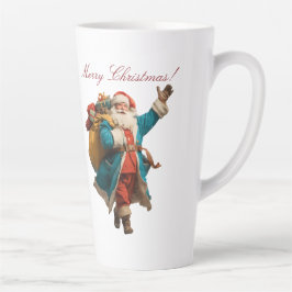 Caneca De Café Latte Design de Natal Personalizado com Papai Noel Vinta