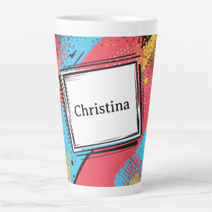 Caneca De Café Latte Design de Nome Personalizado Pop Art: Arte Vibrant