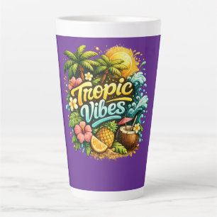 Caneca De Café Latte Design de Paraíso Tropical Tropic Vibes
