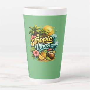 Caneca De Café Latte Design de Paraíso Tropical Tropic Vibes