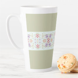 Caneca De Café Latte Design de Pastel Flor