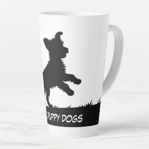 Caneca De Café Latte Design de Silhuetas de Animais Fofos - Cães 1 + te