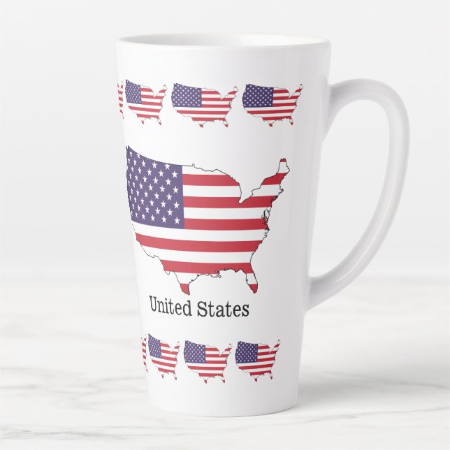 Caneca De Café Latte Design de Souvenir da Bandeira e Mapa dos EUA (Direita)