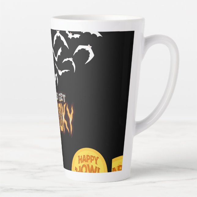 Caneca De Café Latte Design de Spooky Halloween (Direita)