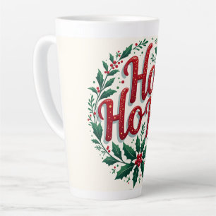 Caneca De Café Latte Design de Tipografia de Grinalda de Natal Ho Ho Ho