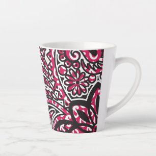 Caneca De Café Latte Design decorativa com vermelho vívido e alfinete