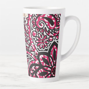 Caneca De Café Latte Design decorativa com vermelho vívido e alfinete