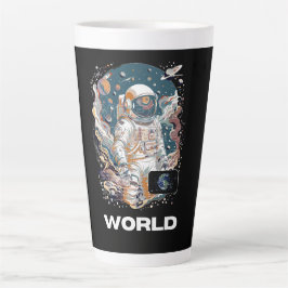 Caneca De Café Latte Design do Astronauta Mundial