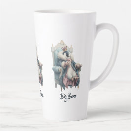 Caneca De Café Latte Design do Grande Chefe Pengim de Inverno