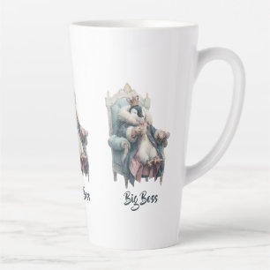 Caneca De Café Latte Design do Grande Chefe Pengim de Inverno