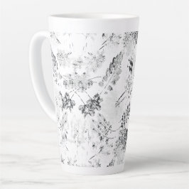 Caneca De Café Latte Design floral branco e preto elegante d