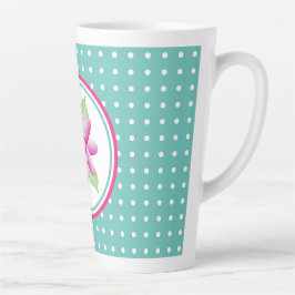 Caneca De Café Latte Design Floral Rosa