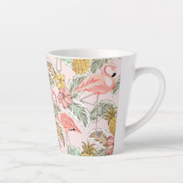 Caneca De Café Latte Design Floral Tropical de Verão
