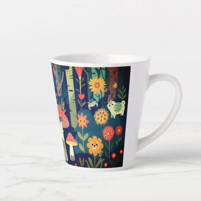 Caneca De Café Latte design floresta psicodélico (Direita)