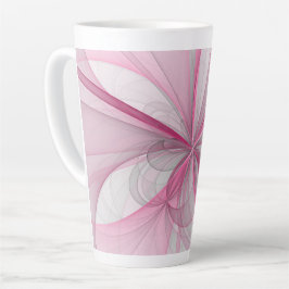 Caneca De Café Latte Design Fractal de Cinza Abstrato moderno