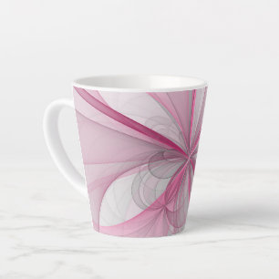 Caneca De Café Latte Design Fractal de Cinza Abstrato moderno
