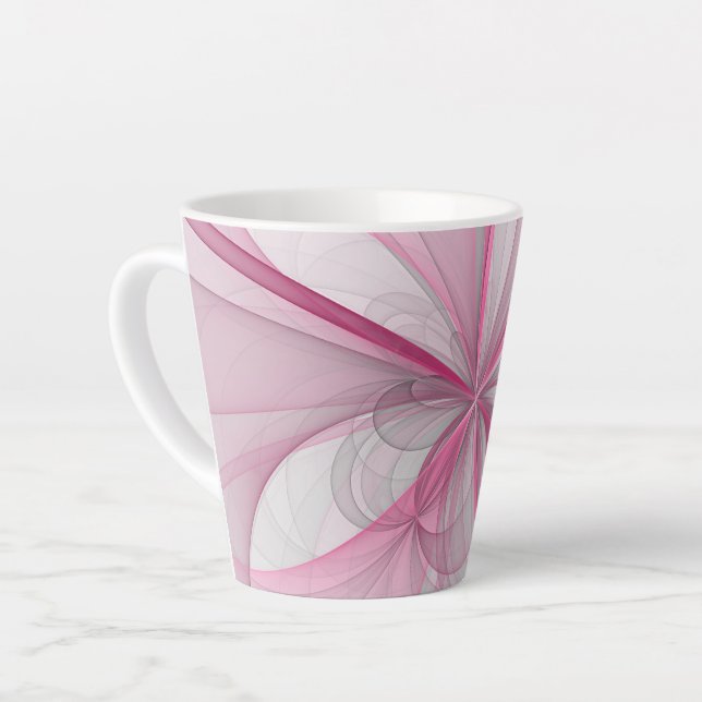 Caneca De Café Latte Design Fractal de Cinza Abstrato moderno (Ângulo esquerdo)