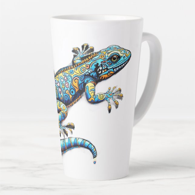 Caneca De Café Latte Design Funky Gecko  (Ângulo direito)