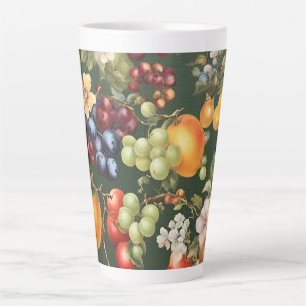Caneca De Café Latte Design italiano elegante com Frutas e flores