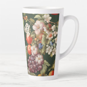 Caneca De Café Latte Design italiano elegante com Frutas e flores