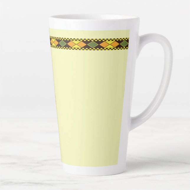 Caneca De Café Latte Design Liso Laranja Amarelo (Direita)