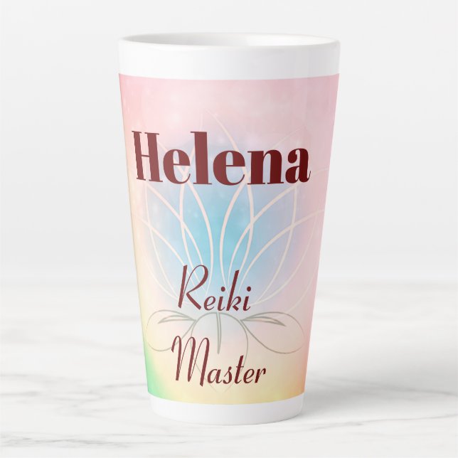 Caneca De Café Latte design Mestre de Reiki personalizado Bonito (Frente)