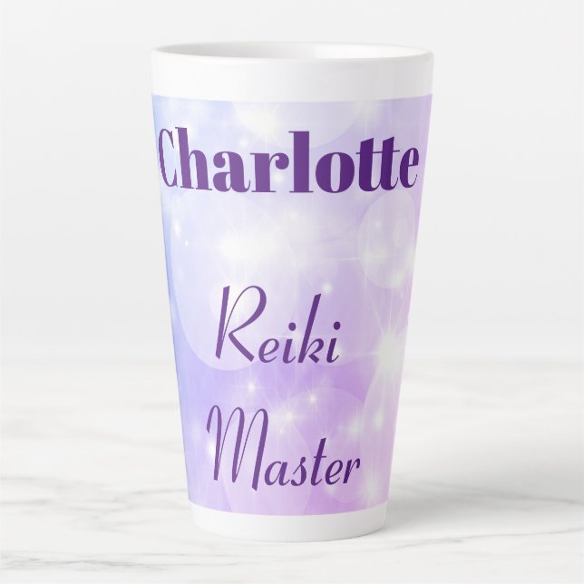 Caneca De Café Latte design Mestre de Reiki personalizado Bonito (Frente)