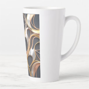 Caneca De Café Latte Design Metálico Fluido Abstrato colorido Dourado P