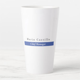 Caneca De Café Latte Design Mínimo Branco Azul Simples