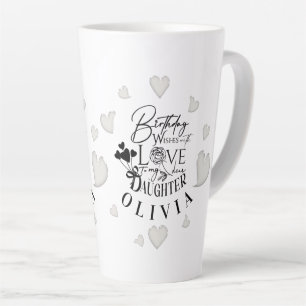 Caneca De Café Latte Design Moderno de Aniversário de Filha Simples