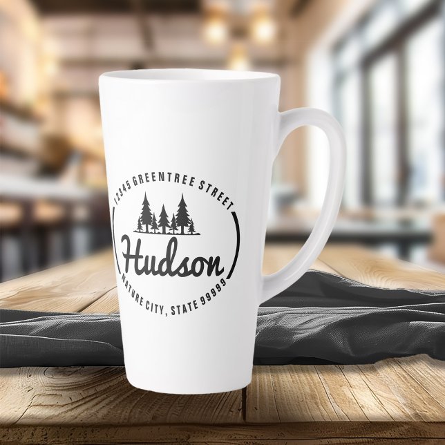 Caneca De Café Latte Design Oval Fir Trees ID304 (Criador carregado)