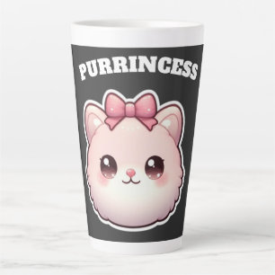 Caneca De Café Latte Design Princesa Fofa Arco de Gatinho Rosa
